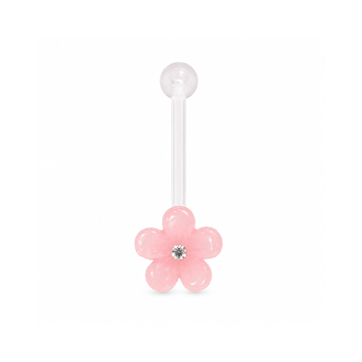 Pink Bio-Plastic Flower Navel Bar