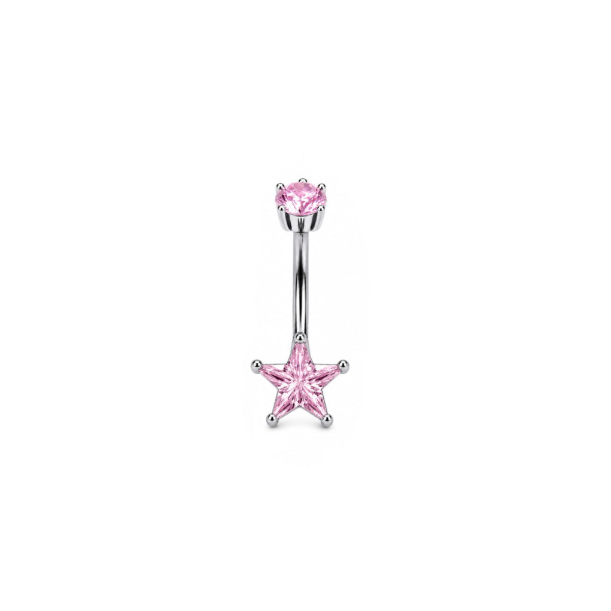 Crystal Star Navel Bar - Various Colours Surgical Steel