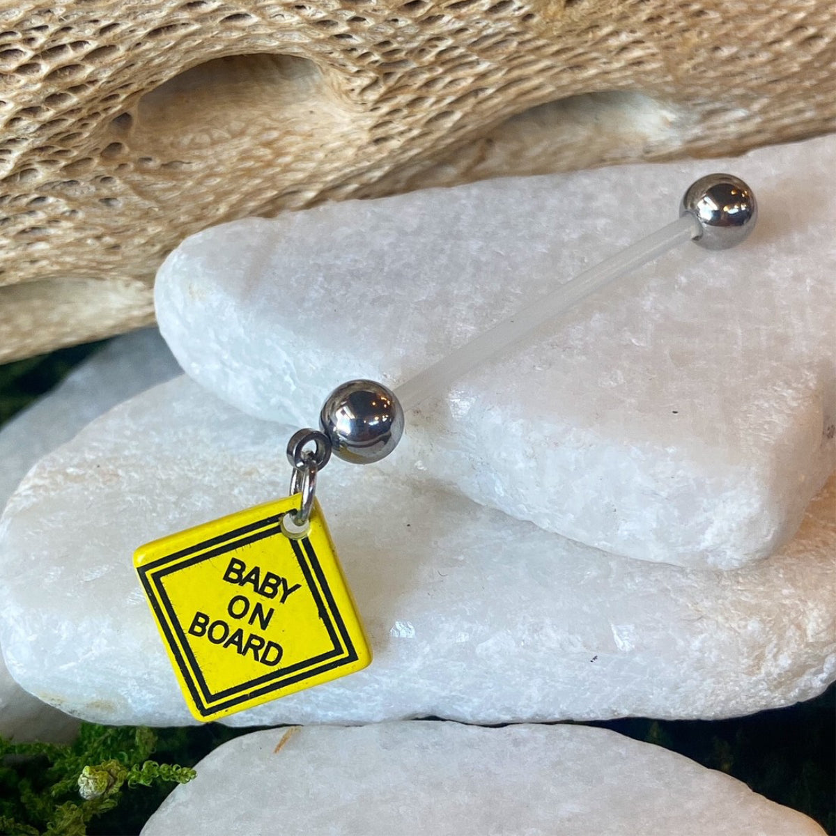 Baby on Board Maternity Navel Bar Bio Plastic 18mm