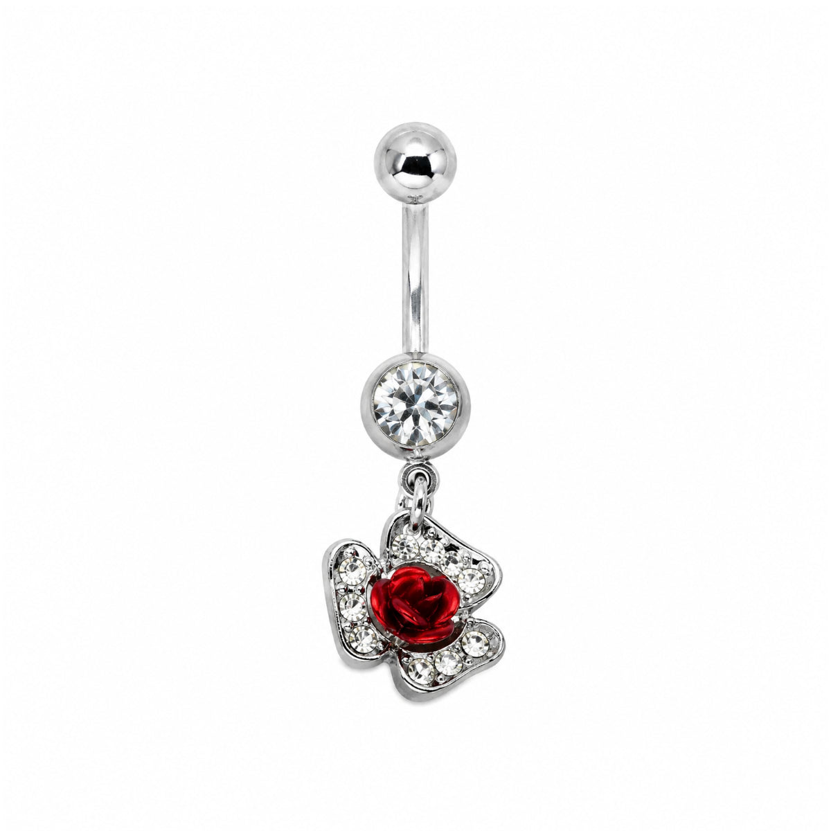 Rose Dangle Navel Bar 10mm