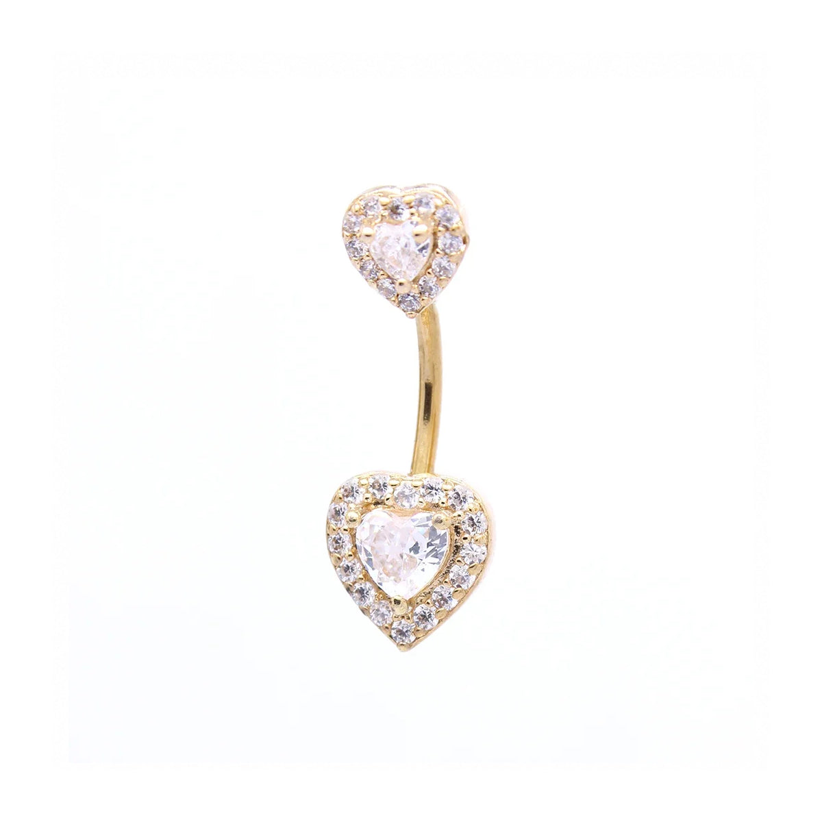 Diamante Bling Double Heart 8mm, 10mm or 12mm Silver, Gold or Rose Gold