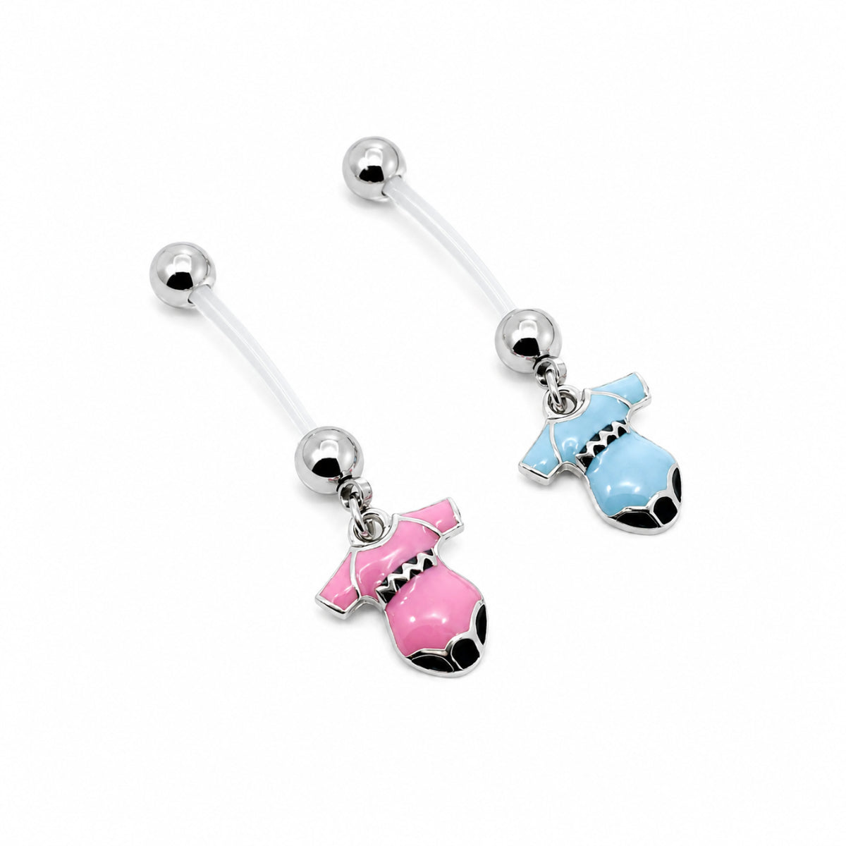 Baby Bodysuit Maternity Navel Bar 18mm Pink or Blue