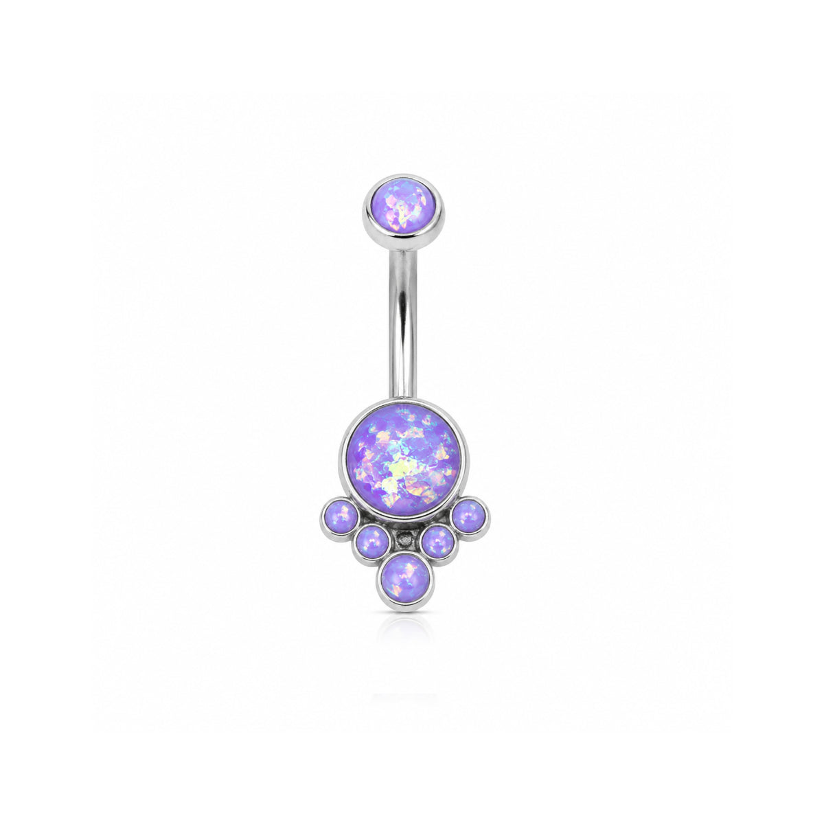 Lilac Opal Gem Cluster Navel Bar 10mm