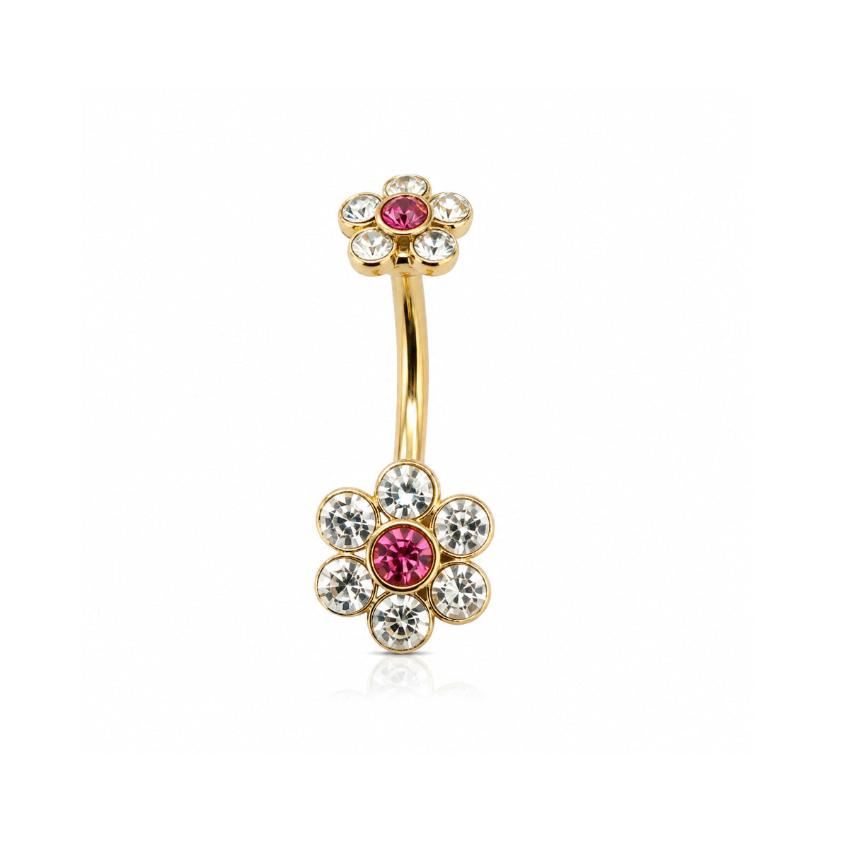 Pretty Pink Flower Navel Bar 12mm