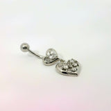Silver Heart Dangle Navel Bar