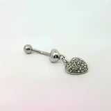 Sparkly Dangle Heart Navel Bar