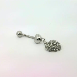 Sparkly Dangle Heart Navel Bar