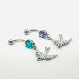 Swallow Dangle Charm Navel Bar