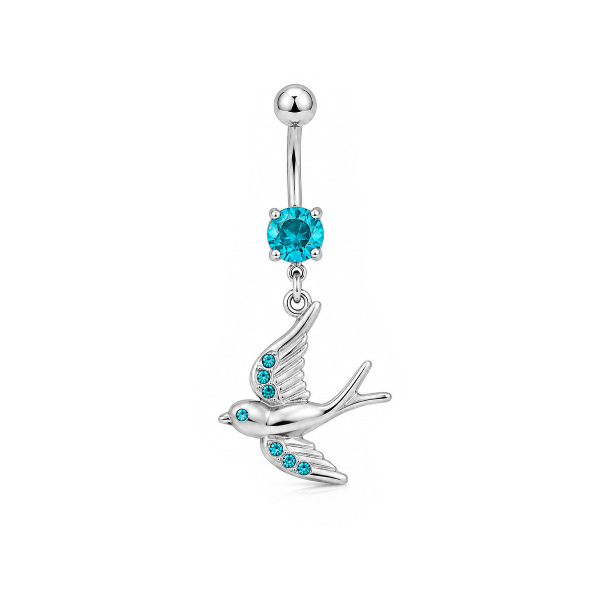 Swallow Dangle Charm Navel Bar 10mm