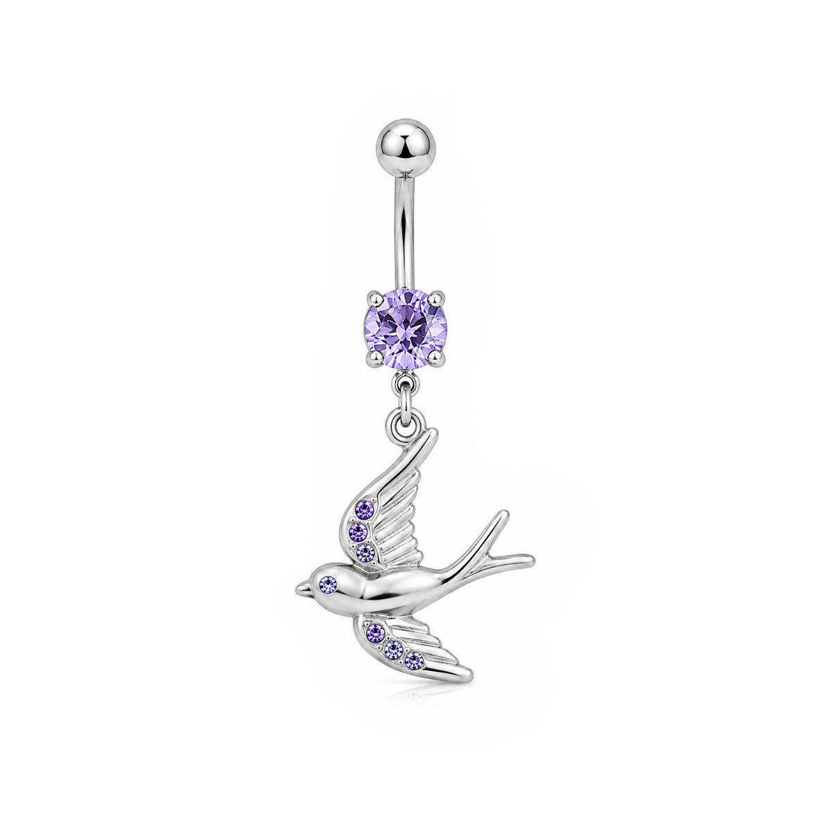 Swallow Dangle Charm Navel Bar 10mm