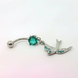 Swallow Dangle Charm Navel Bar