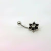 Silver With Purple Flower Navel Bar