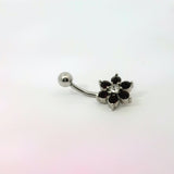 Silver With Purple Flower Navel Bar