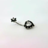 Sparkle Crystal Heart and Flower Navel Bar