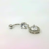 Chunky Dangle Heart Charm Navel Bar