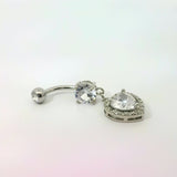 Chunky Dangle Heart Charm Navel Bar