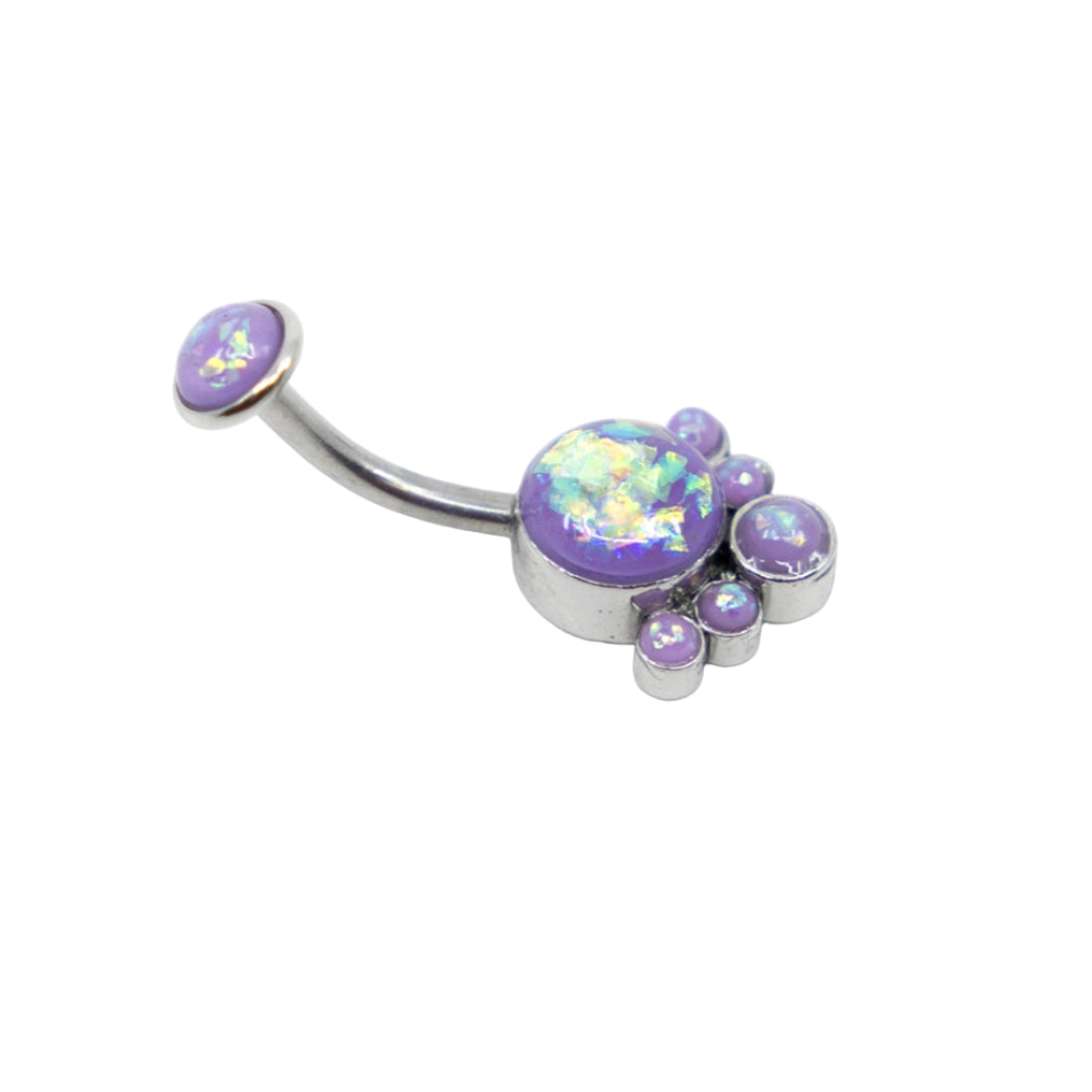 Lilac Opal Gem Cluster Navel Bar