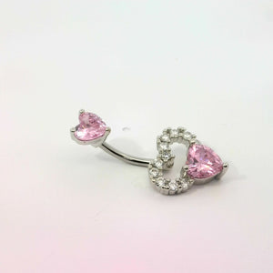 Sweetheart Cut Out Pink Navel Bar