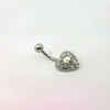 Silver Scroll Heart With Crystal Navel Bar