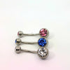Multicolour Crystal Gem Navel Bars 3pk