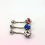 Multicolour Crystal Gem Navel Bars 3pk