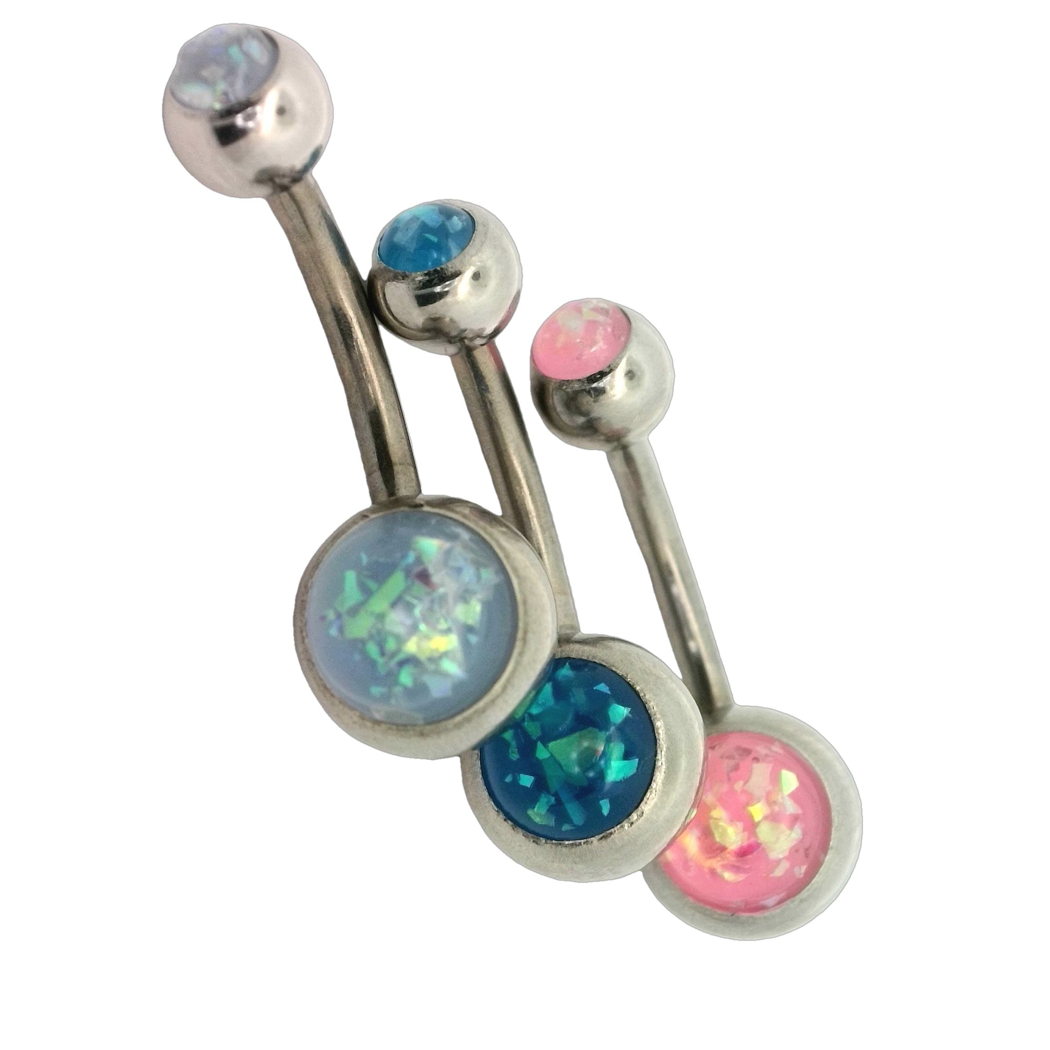 Lucky Dip 3 Pck Opal Glitter Gems Navel Bars
