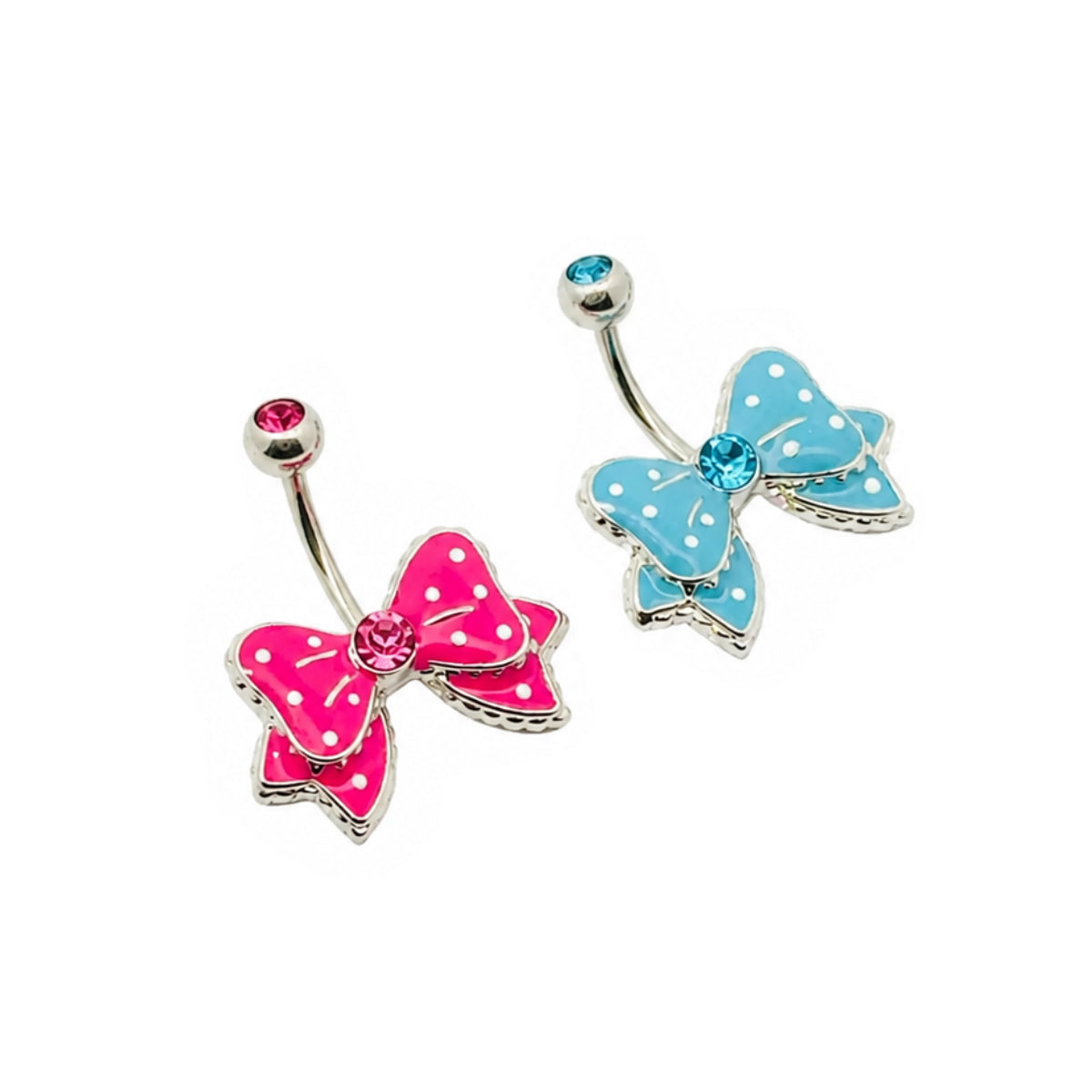 Spotty Bow Navel Bar 2pck 10mm