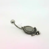 Boho Silver Navel Bar With Stone
