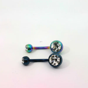 Iridescent Metal Navel Bars 2pk