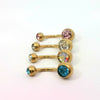 Gold and Coloured Gems Navel Bars 4pk