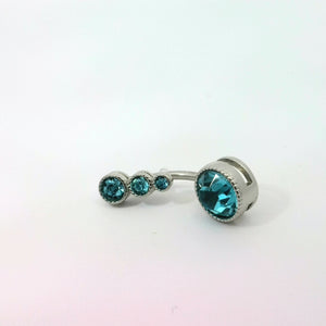 Teal Round 4 Gem Navel Bar