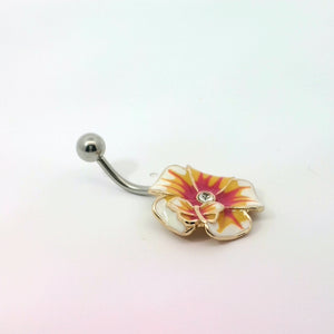 Large Flower & Butterfly Navel Bar