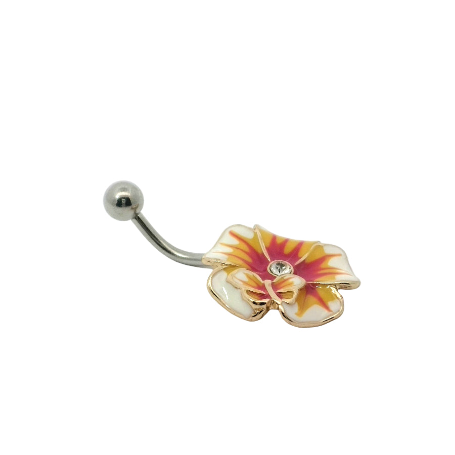 Floral design belly buttonbar on a white background