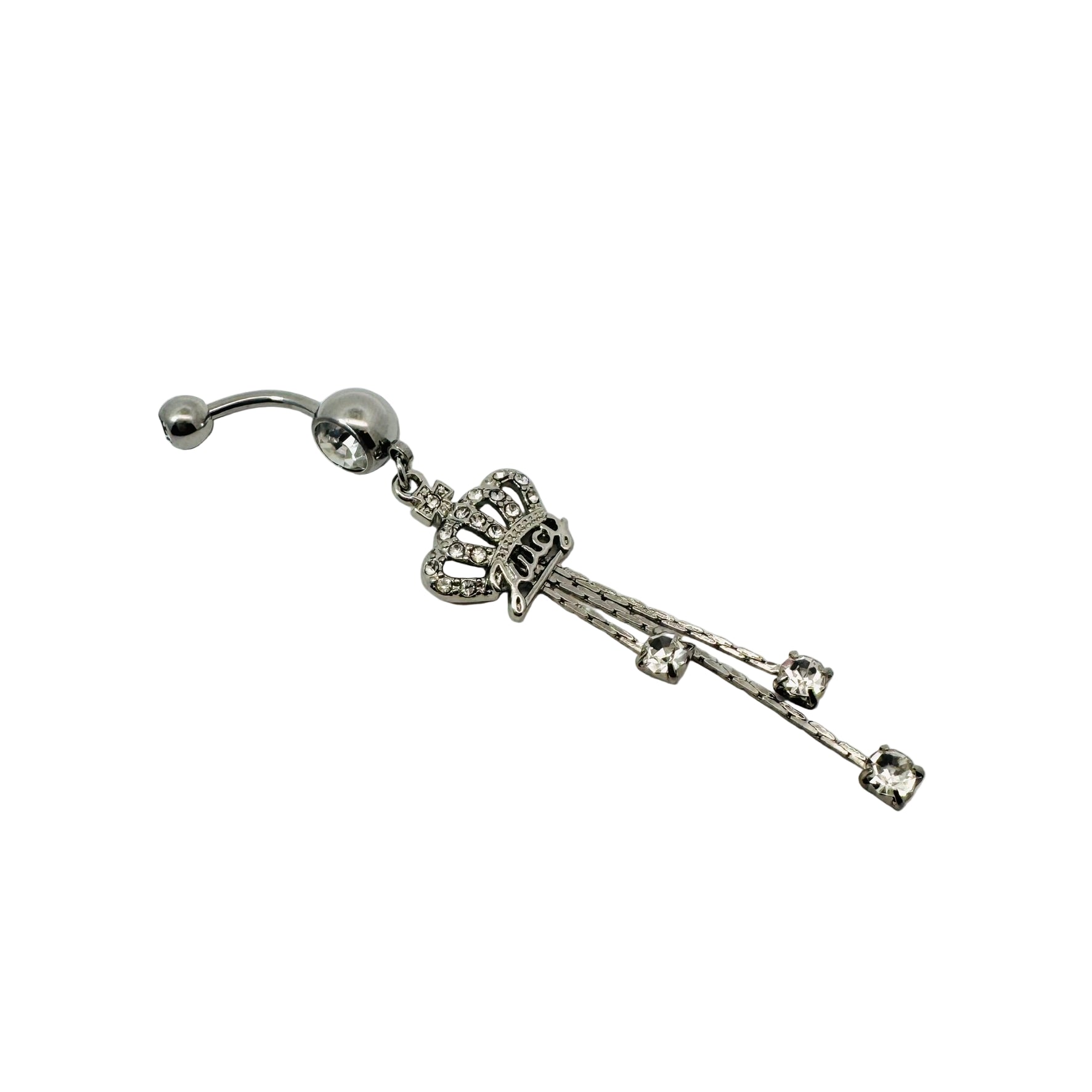 Juicy Crown Crystal Dangle Navel Bar