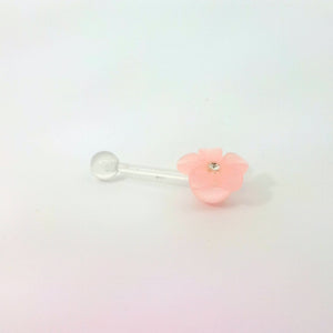 Pink Bio-Plastic Flower Navel Bar