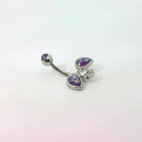 Reverse Teardrop Triple Gem Navel Bar