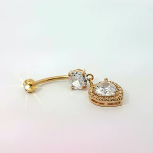 Chunky Dangle Heart Charm Navel Bar
