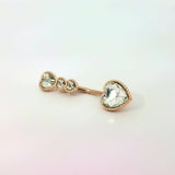 Triple Sweetheart Crystal Navel Bar