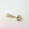 Triple Sweetheart Crystal Navel Bar