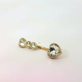 Triple Sweetheart Crystal Navel Bar