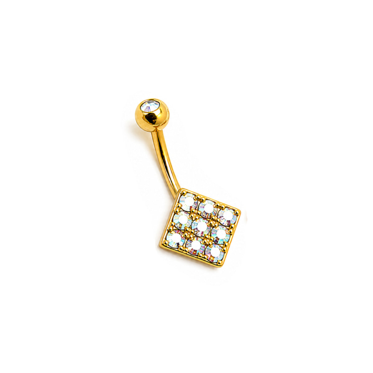 Diamond Multi-Sparkle Navel Bar Surgical Steel 10mm Pink, Clear or Blue