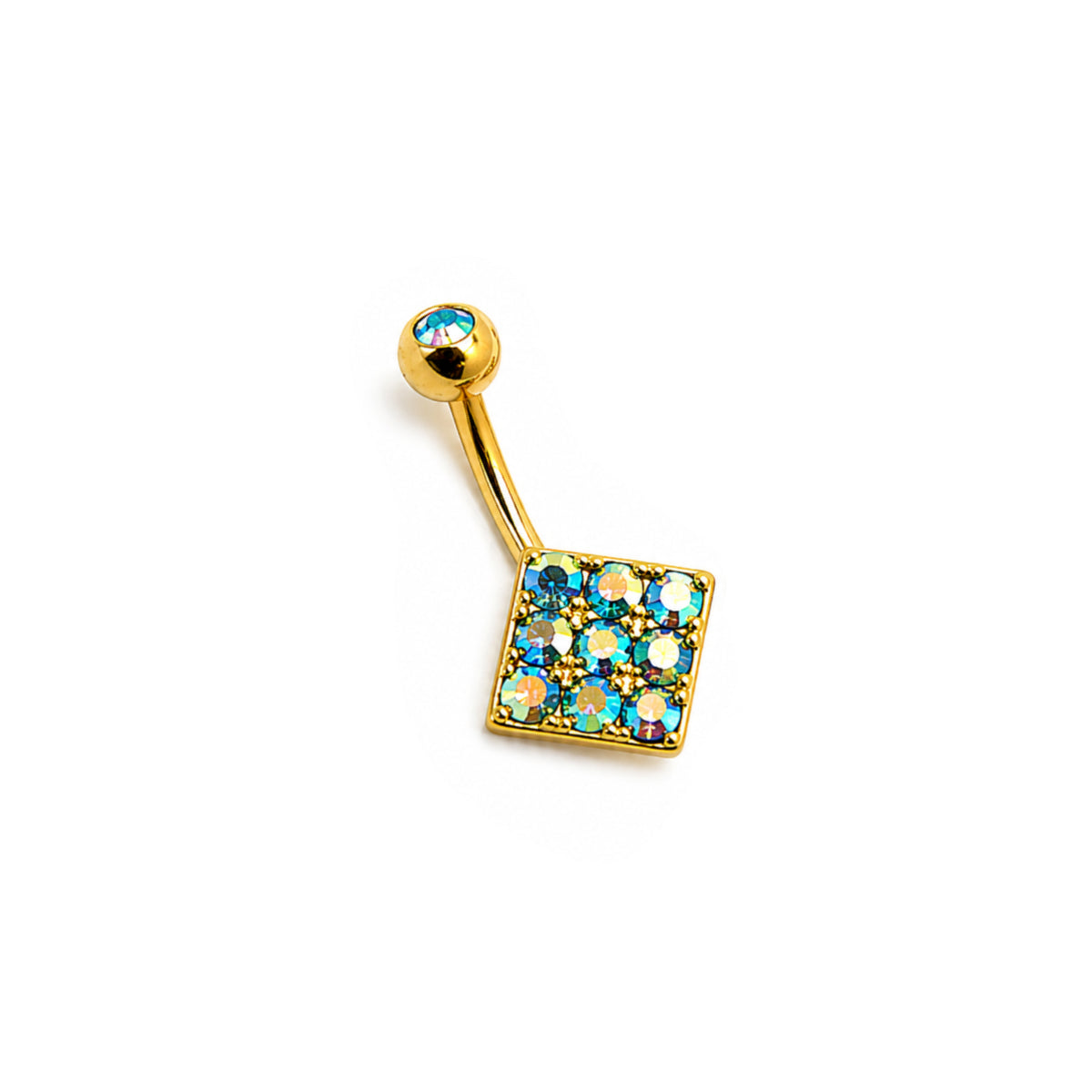 Diamond Multi-Sparkle Navel Bar Surgical Steel 10mm Pink, Clear or Blue