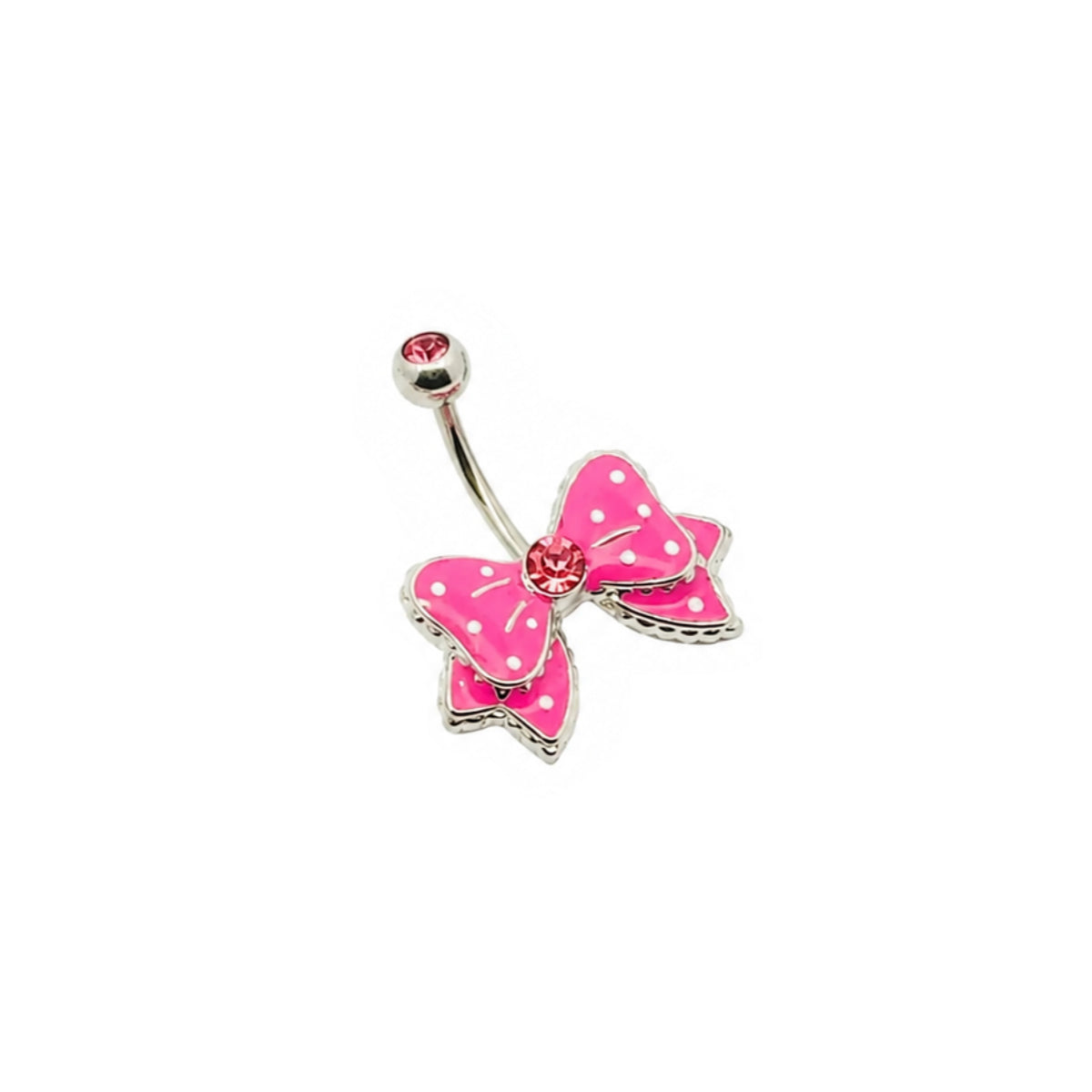 Spotty Bow Navel Bar 10mm Surgical Steel Pink, Blue or Cream
