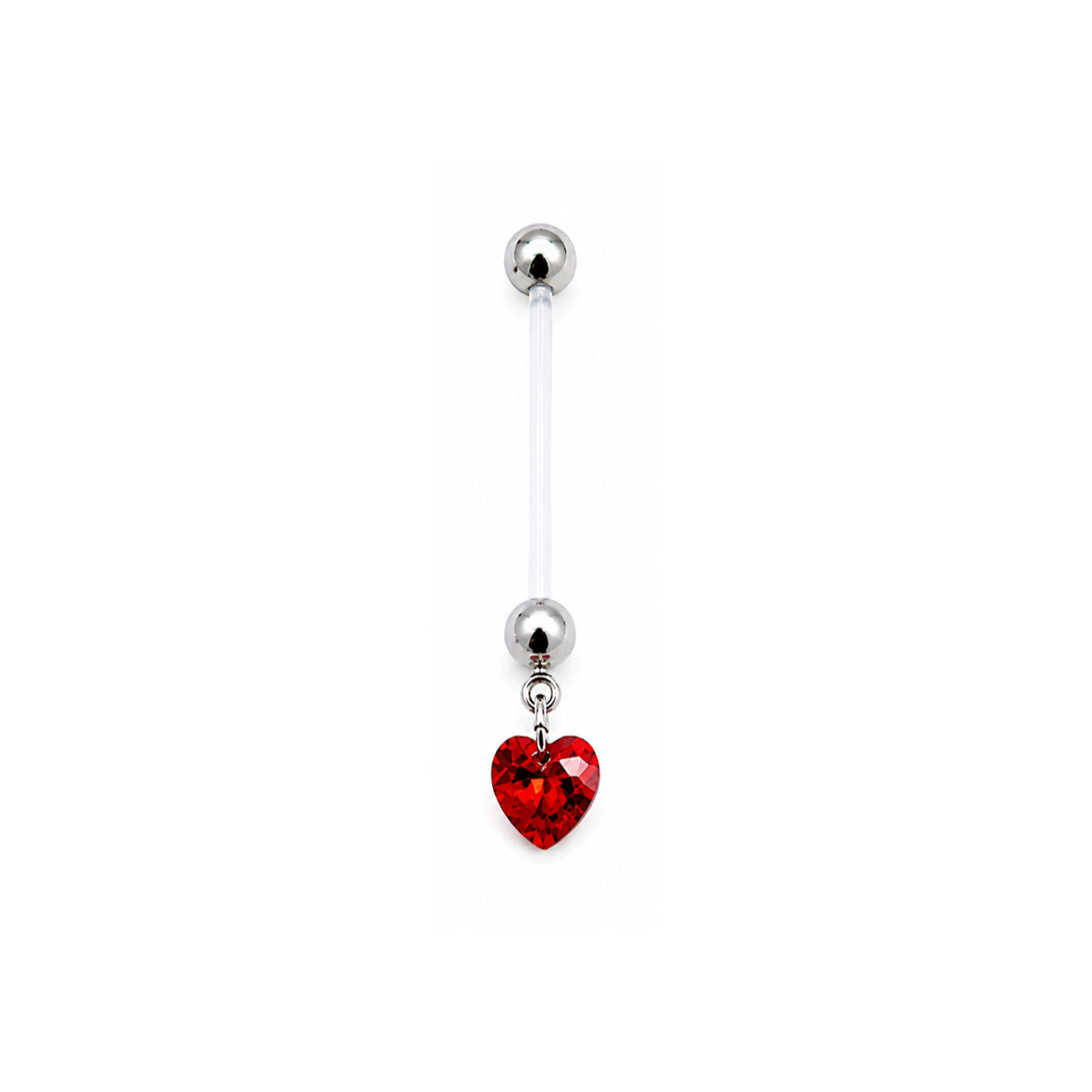 Maternity Gem Red Heart Dangle Navel Bar 22mm
