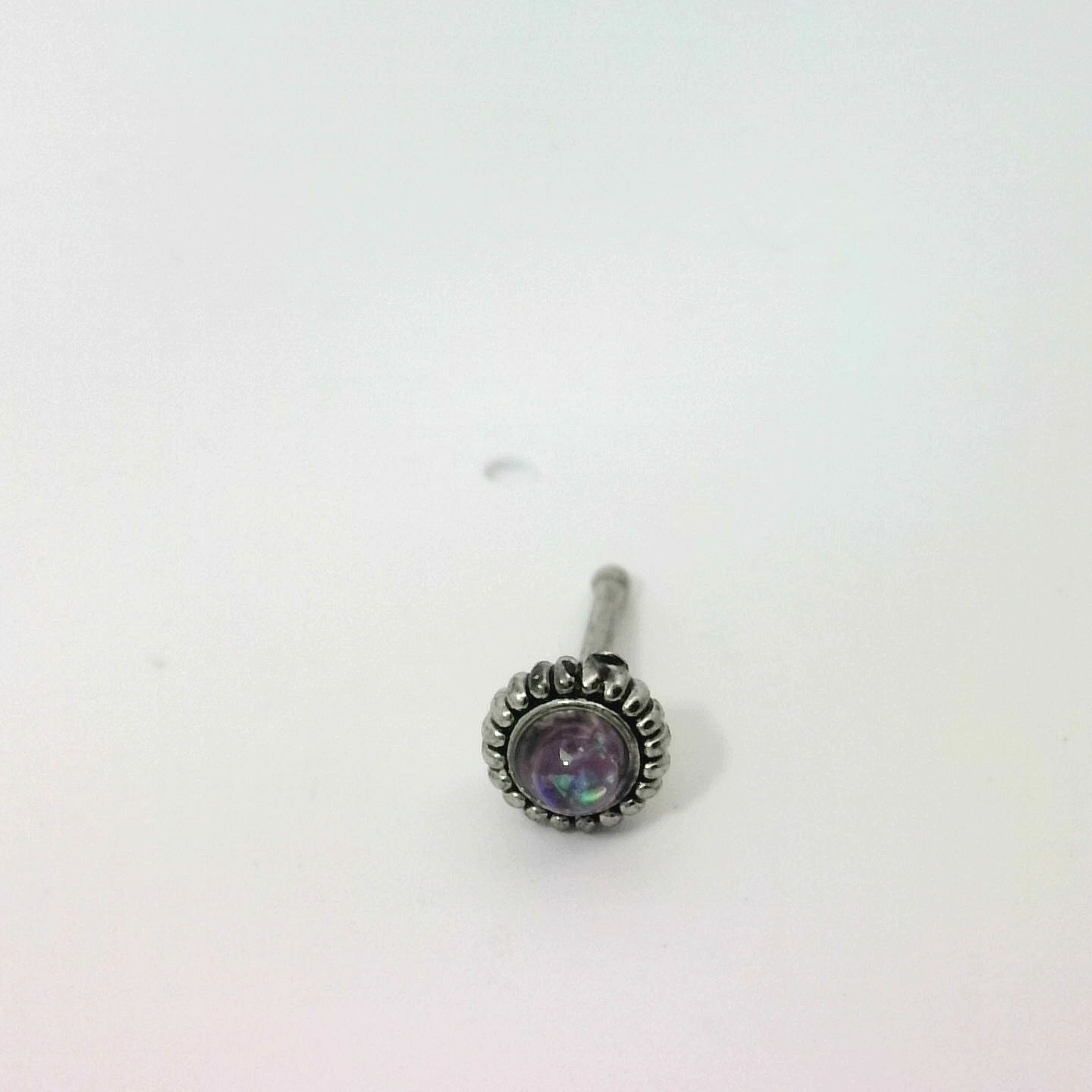 Black Multicoloured Stone Stud Nose Jewellery