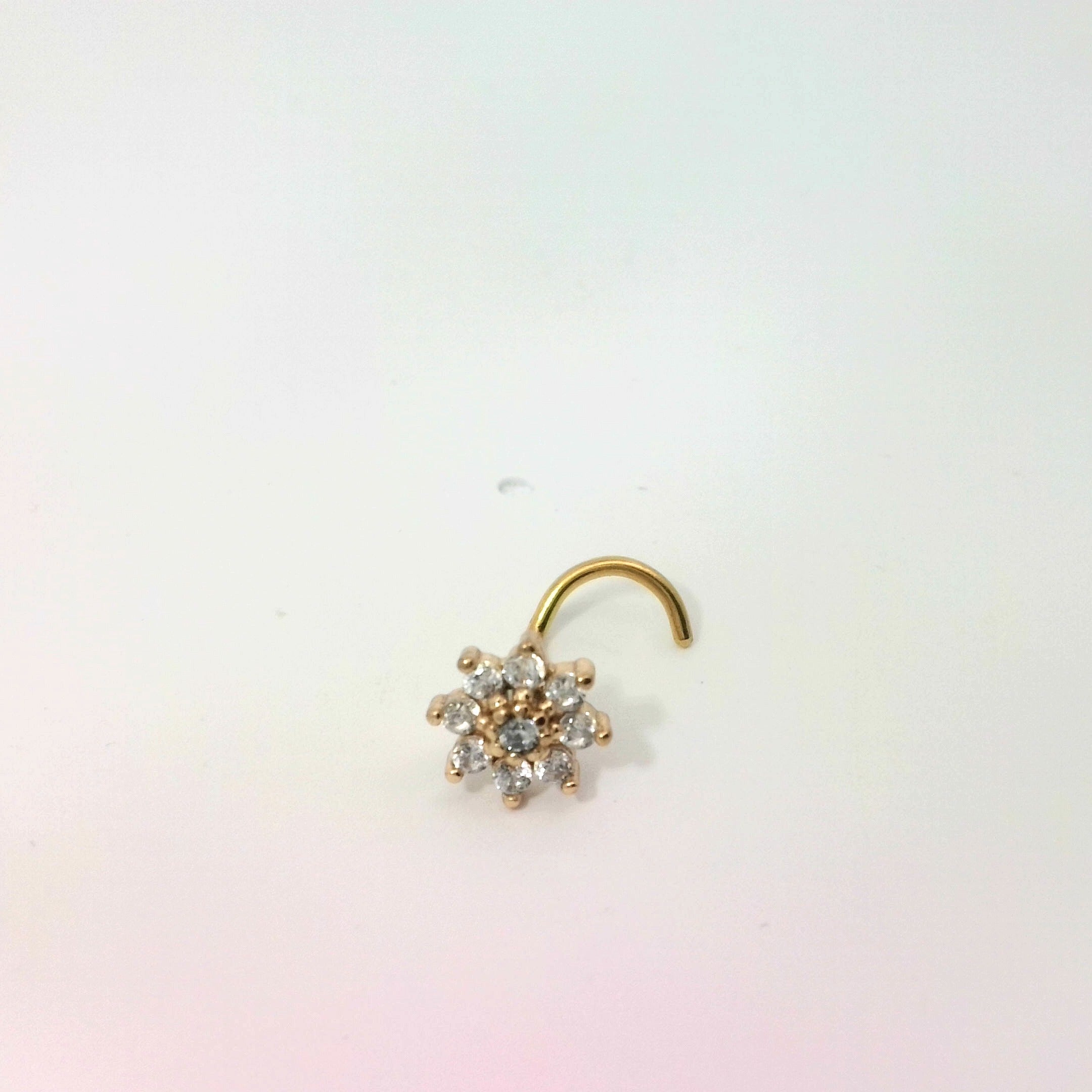 Gold Hook Nose Jewellery with Flower Design