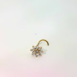 Gold Hook Nose Jewellery with Flower Design