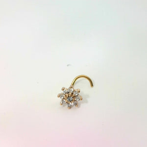 Gold Hook Nose Jewellery with Flower Design