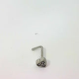 Silver L-Shaped Heart Nose Jewellery with Purple Jewels