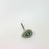 Silver L-Shaped Oval Nose Ring with Green Stones